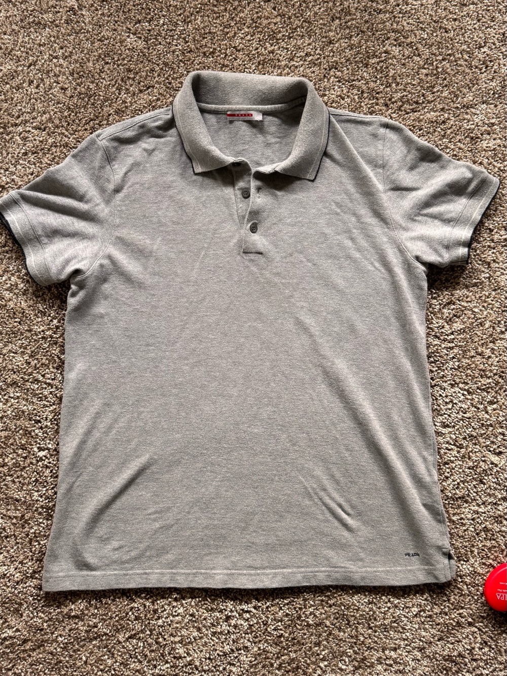 Prada Light Gray Men's Polo with Subtle Logo
